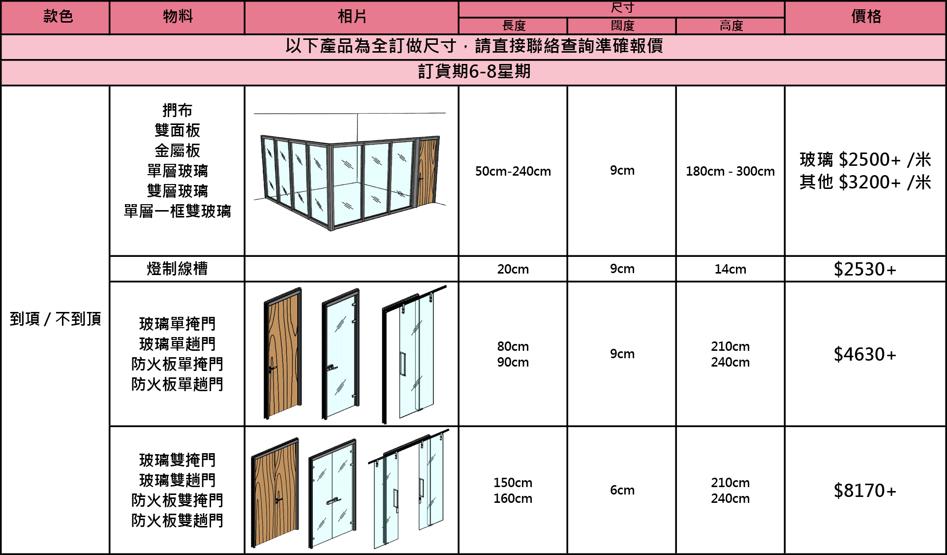 玻璃間房會議室經理房價格表
